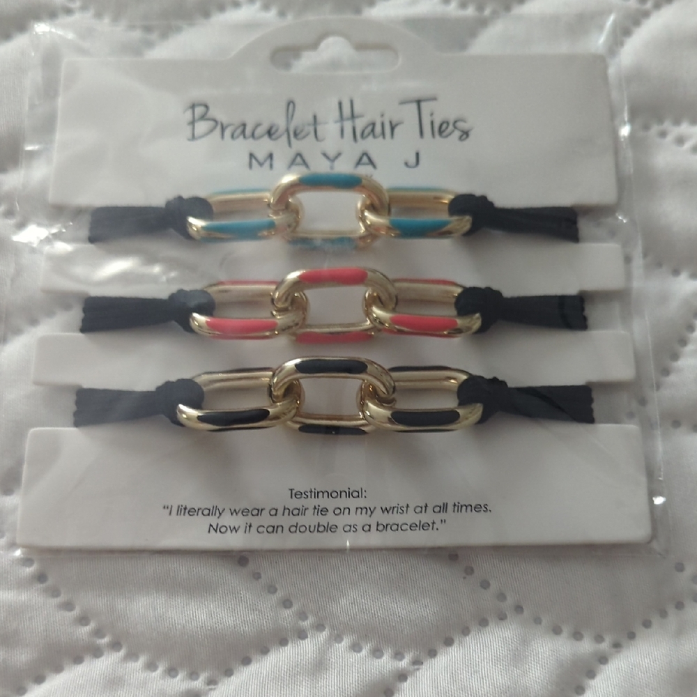 Maya Gold Bracelet Hair Ties with Blue and Red Accents